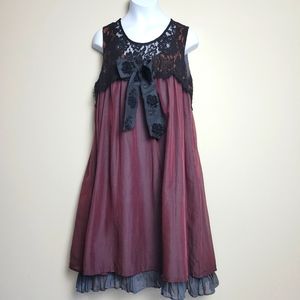 Corey Lynn Calter BabyDoll Sleeveless Empire Black Wine Red Lace 6 Dress HOLIDAY
